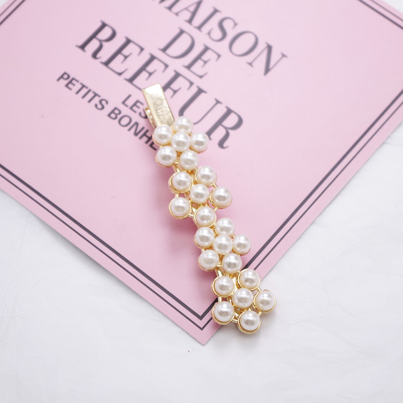 Amazon Hot Ladies Hair Claw Accessories Bow Shaped Golden Pearl Metal Hair Claw Clip