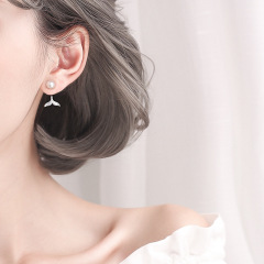 fashion custom wholesale women fishtail ladi jewelry gift posts silver pearl earring 925 sterling