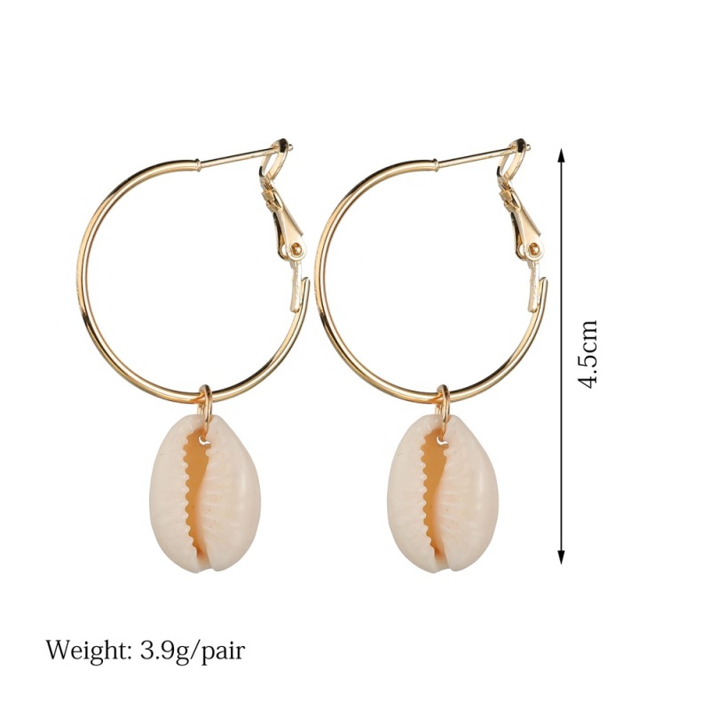 2019 American fashion jewelry for women gold round hoop conch sea shell earrings