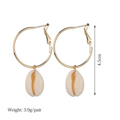 2019 American fashion jewelry for women gold round hoop conch sea shell earrings
