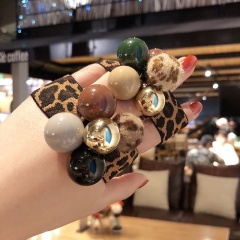 Simple korean elastic head ropes leopard print hair tie bracelet diy for female