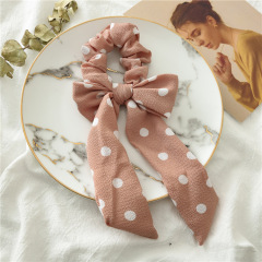 New arrival girls stain scarf scrunchies with bow elastic hair bands for women