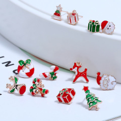 Wholesale fashion women combination alloy paint Christmas stud earrings sets