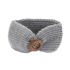 Hot sale winter knitted elastic band wide crochet headbands decorative buttons