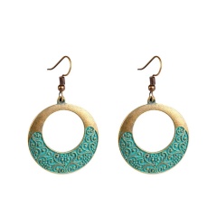 European and American Amazon explosion models bohemian turquoise earrings alloy ethnic retro hoop earrings