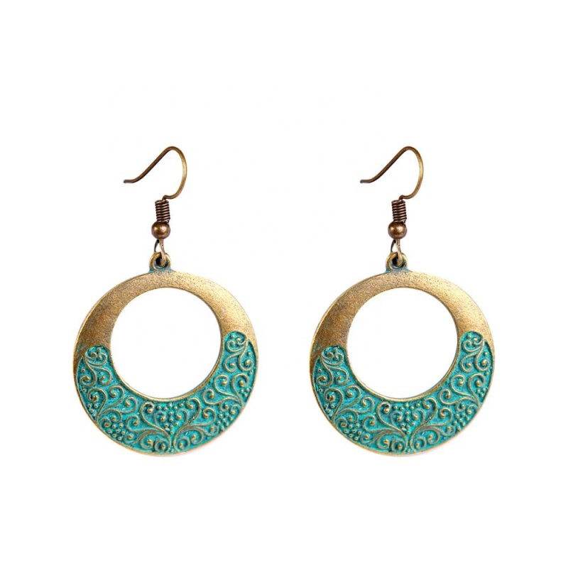 European and American Amazon explosion models bohemian turquoise earrings alloy ethnic retro hoop earrings European and American Amazon explosion models bohemian turquoise earrings alloy ethnic retro hoop earrings