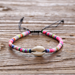 Fashion boho natural seashell bracelet multicolor tassel bracelet pottery bead bracelet