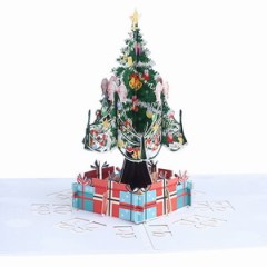 OEM amazon new laser cut handmade tree christmas 3d pop up card