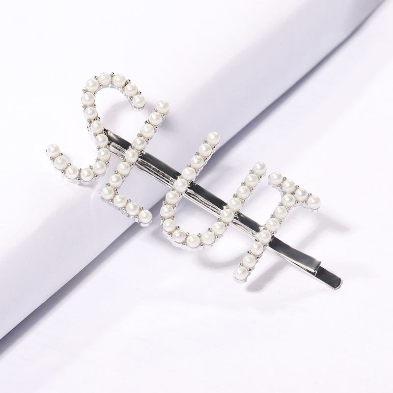 Amazon hot sale fancy custom girls pearl colorful crystal hair pins with word