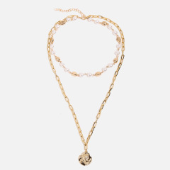 Cheap Amazon best seller fashion necklace multi layered gold ocean shell charm chocker necklace