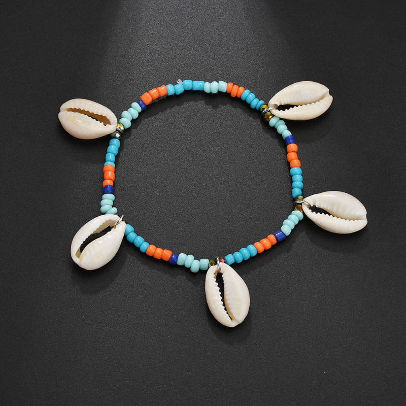 Summer beach simple design jewelry ankle bracelet seed bead shell anklet for women