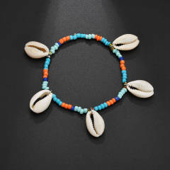 Summer beach simple design jewelry ankle bracelet seed bead shell anklet for women