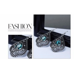Vintga fashion personality alloy women ladies drop shape sliver earring
