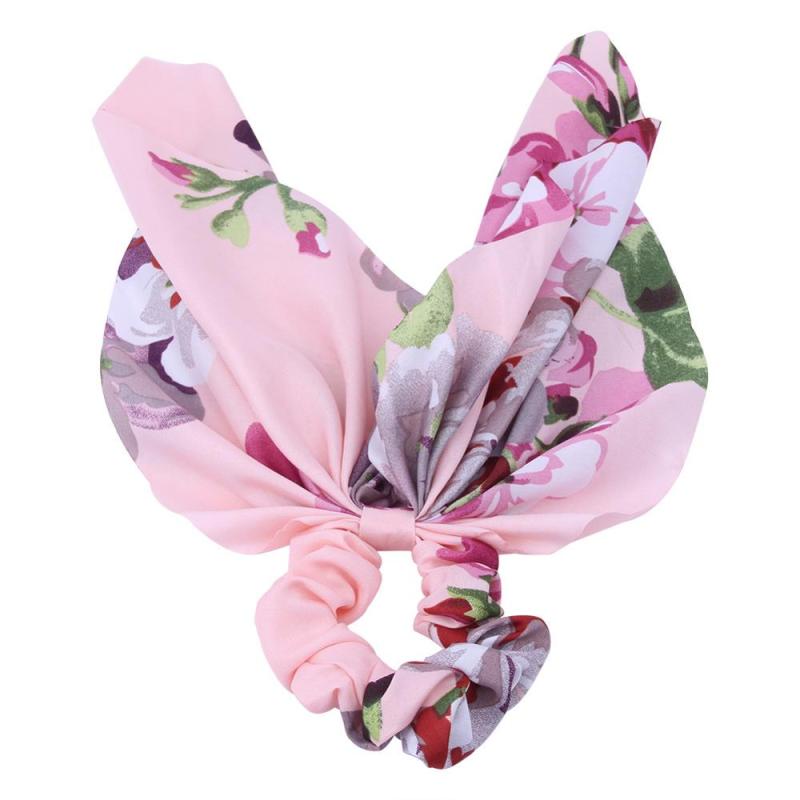 Printed Fabric Elastic Hair Bands Bowknot Hair Ties Ponytail Holder Scrunchies For Women