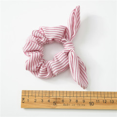 Top sale amazon wholesale custom korean rabbit ears hair holder stripe elastic hair ties