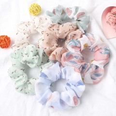 summer popular bulk custom design printer girls chiffon hair scrunchies
