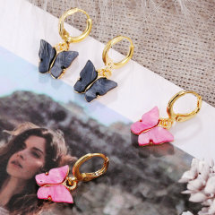 New design fashion beautiful women hoop color acrylic butterfly earrings New design fashion beautiful women hoop color acrylic butterfly earrings