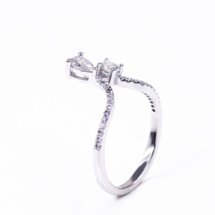 Irregular jewellery 925 sterling silver gold plated engagement moissanite ring