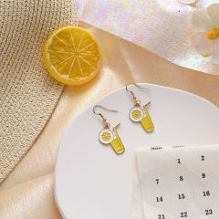 Wholesale Korean Fashion Factory Jewelry Yellow Metal Resin Drop flower acrylic Earrings