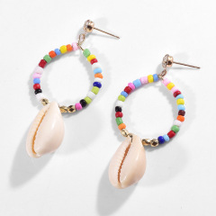 wholesale colorful fashion alloy beads nature shell stud earrings women