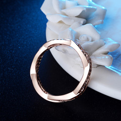 18K Rose Gold Plated Twist Ring Pave Setting Zircon Diamond Engagement Ring