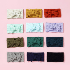 2020 new arrival newborn solid color soft bowknot elastic girls baby headbands