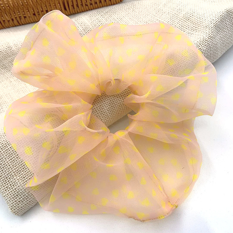 Wholesale summer large transparent heart organza hair scrunchies for women