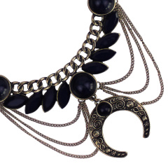 Amazon indian african fashion Long Alloy plating long ancient boho joker Pendant clavicle sweater chain necklace for women