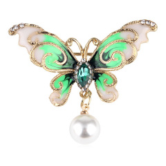 korean fashion alloy girls bling bling pearl butterfly brooch for women