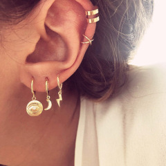 amazon ins women fashion trendy gold plated moon cuff stud earring set for lady girls gift with loop amazon ins women fashion trendy gold plated moon cuff stud earring set for lady girls gift with loop