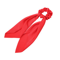 amazon human Chiffon white Ribbon long bow knot elastic silk scarf scrunchies hair ties custom bulk for girls womens