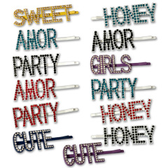 Custom wedding bride women girls rhinestone letter hair clips with words Custom wedding bride women girls rhinestone letter hair clips with words