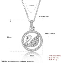 fashion jewelry  korean vermeil zircon necklace 18k gold plated 925 sterling silver necklace