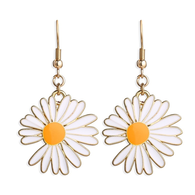 New Design INS Hot Summer small fresh alloy girls sunflower long daisy earrings