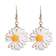 New Design INS Hot Summer small fresh alloy girls sunflower long daisy earrings