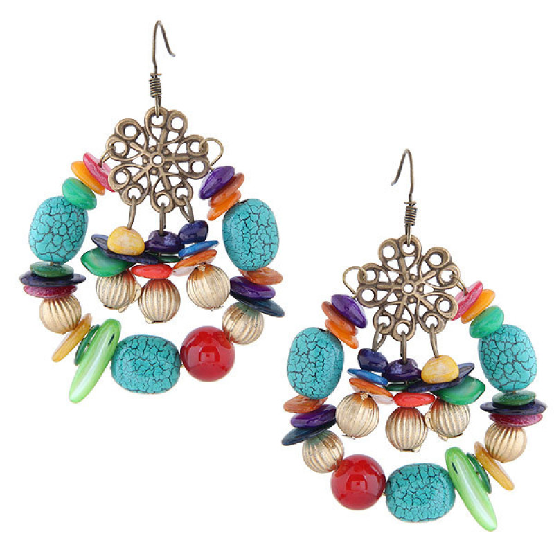 European and American fashion Bohemian style shell turquoise women earrings
