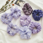 Wholesale Women Accessories Grape Purple Flower Pattern Chiffon Hair Scrunchies