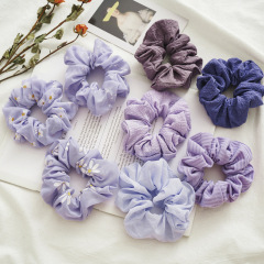 Wholesale Women Accessories Grape Purple Flower Pattern Chiffon Hair Scrunchies Wholesale Women Accessories Grape Purple Flower Pattern Chiffon Hair Scrunchies