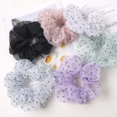 2020 wholesale girls transparent dot mesh large organza scrunchies for hair