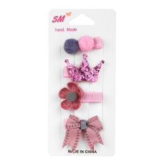 Amazon hot flower rabbit pattern hairpin bow princess hair clip set for kid