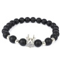 2020 New Arrival 8mm Black Natural Stones Rhinestone Men Crown Bead Bracelet For Gifts