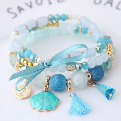 wholesale custom Girls Summer Human Moon Shell Crystal Multi-layer Beads Bracelets wholesale custom Girls Summer Human Moon Shell Crystal Multi-layer Beads Bracelets