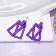 2020 Korean fashion ins hot purple sweet girl geometric flower acrylic Earrings