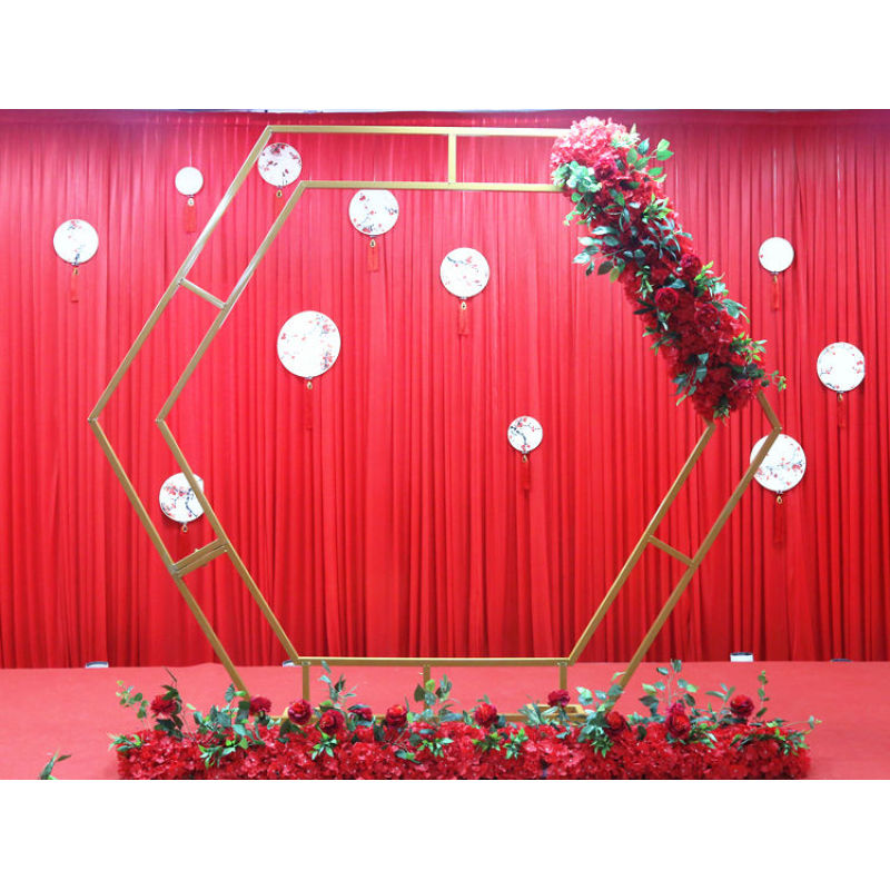 Hexagon Metal Garden Flower Wedding Arch for rental wedding stage decoration