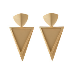amazon Fashion African Gold silver Plate zinc alloy Triangle superposed hanging pendant earrings Jewelry For Women
