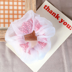 Custom Hot selling New Style Organza Checked Yarn Baby Scrunchies for teen girls