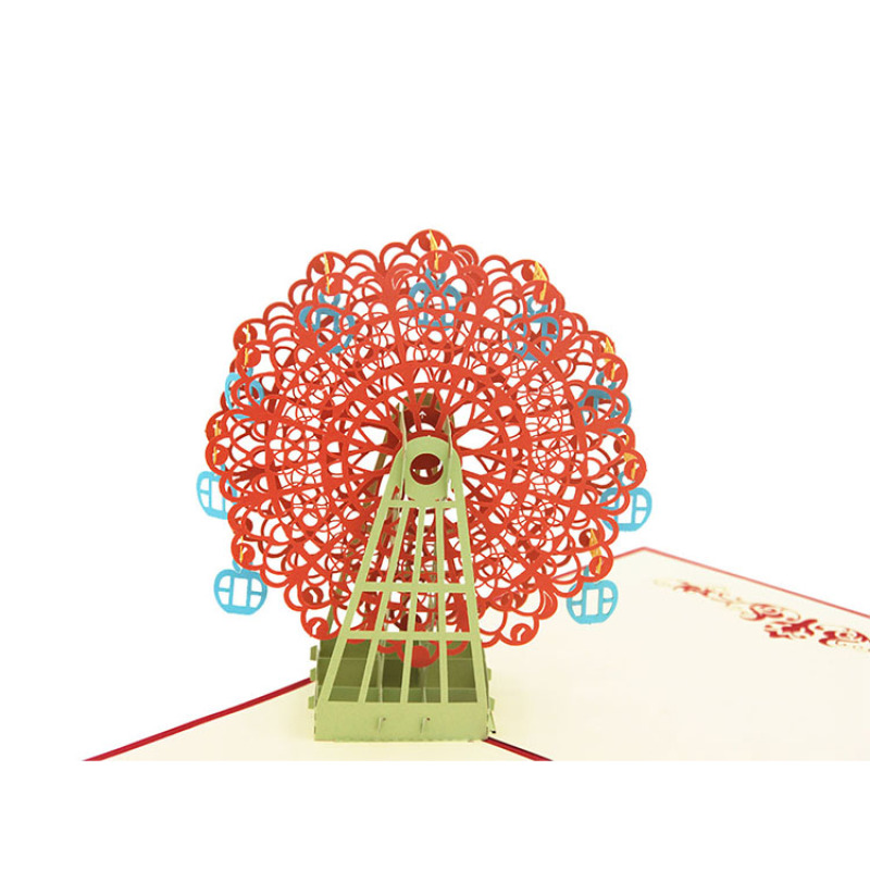 Professional Manufacturer Handmade Ferris wheel Birthday 3d Pop Up Greeting Card