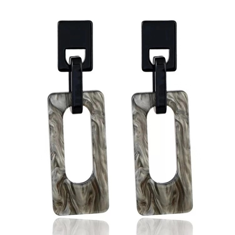 Fashionable women girls drop plain rectangle long acetate hoop earrings