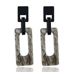 Fashionable women girls drop plain rectangle long acetate hoop earrings