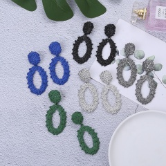 New hot sale cheap handmade oval hollow earrings jewelry indian gold plated earrings